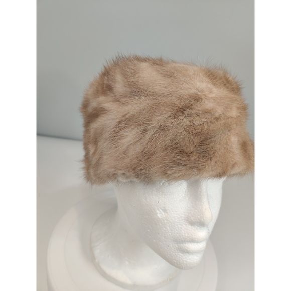 NWOT Vintage Pillbox M Fur Hat from Canada Aline Pepin Brown/Beige main image 4
